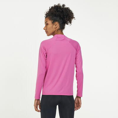 Nike Swim Women's Essential Long Sleeve Hydroguard Rashguard Red