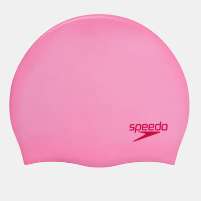 Speedo Kids' Plain Moulded Silicone Swimming Cap Pink