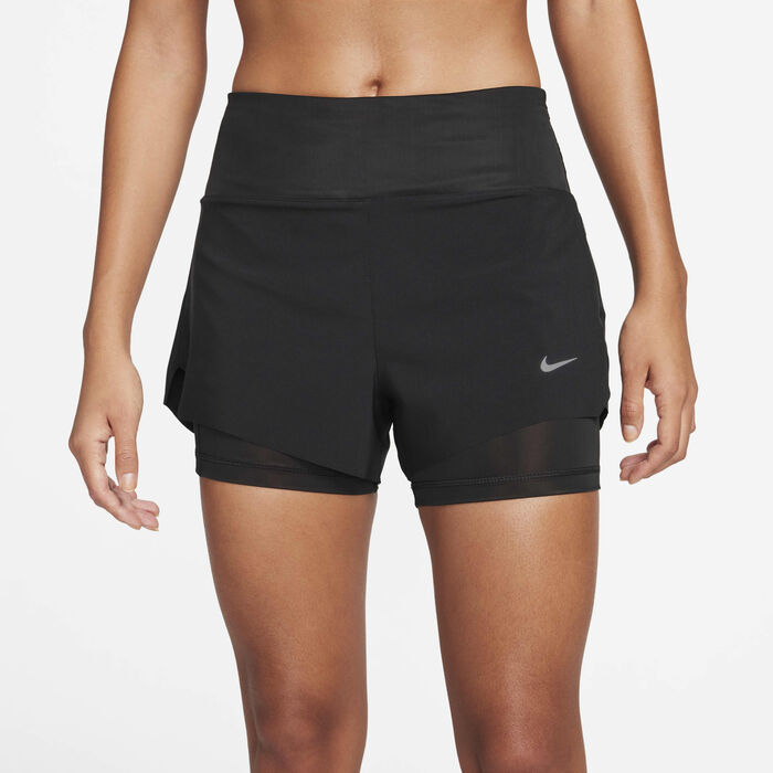Nike Women's Dri-FIT Swift Mid-Rise 2-in-1 Running Shorts Black Nike Women's Dri-FIT Swift Mid-Rise 2-in-1 Running Shorts Black image number 1