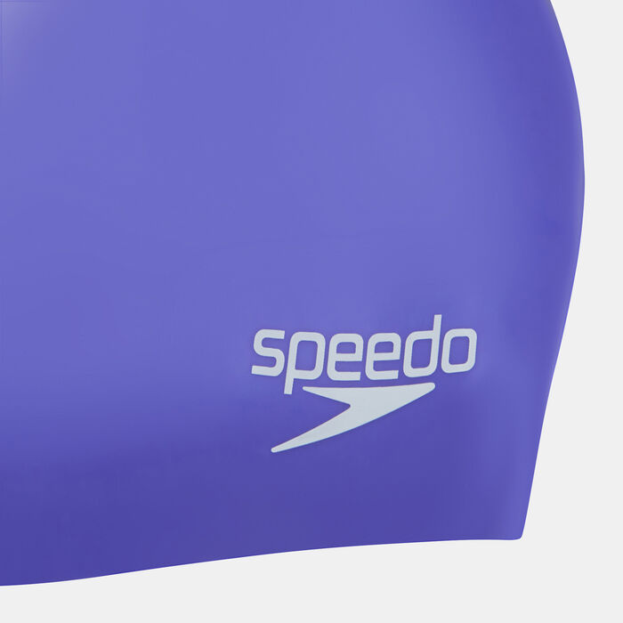 Speedo Plain Moulded Swim Cap Blue image number 2