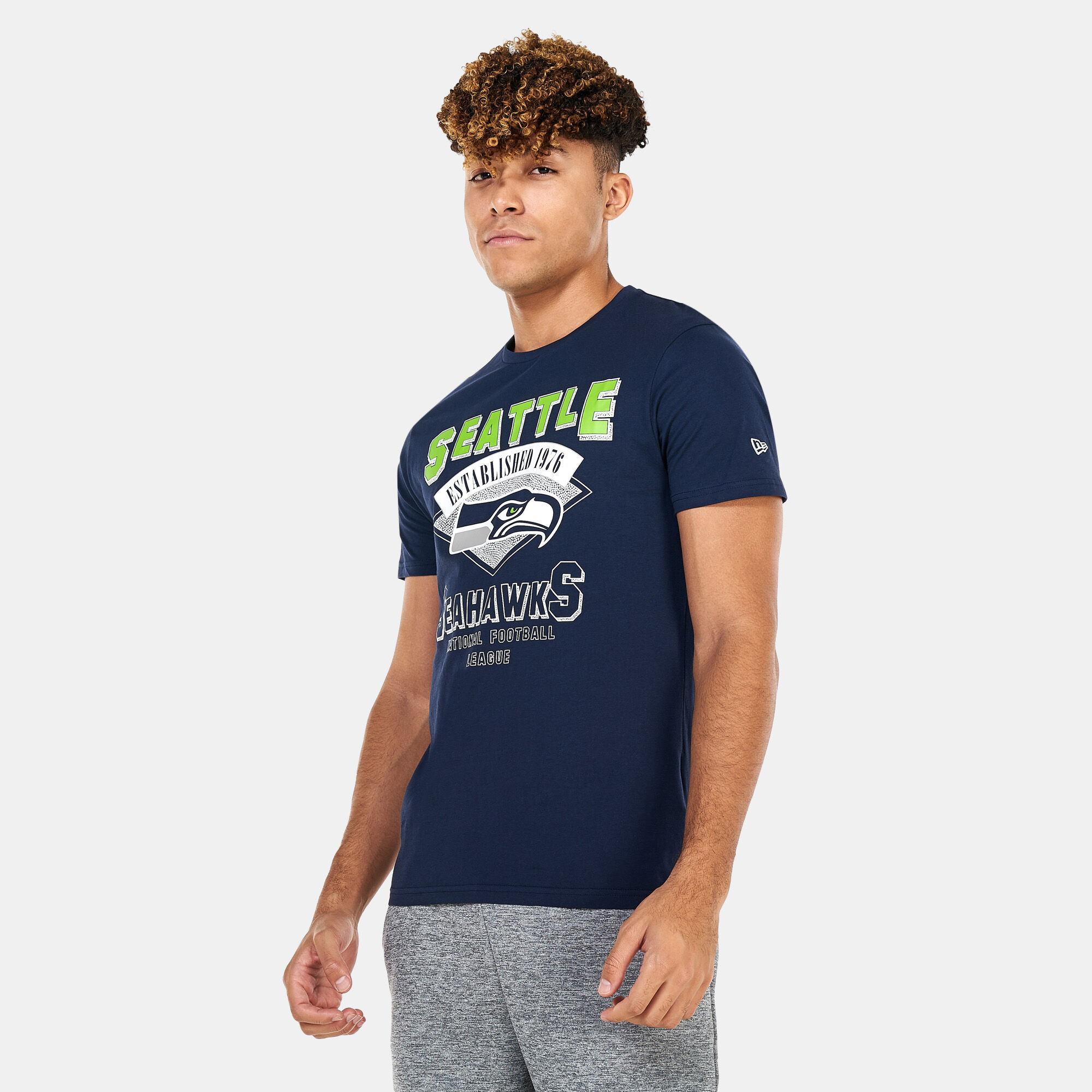 Men s NFL Seattle Seahawks Team Wordmark T Shirt Blue New Era in Qatar SSS