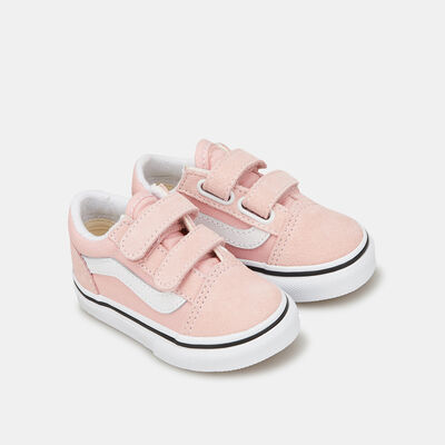 Vans Kids' Old Skool Velcro Unisex Shoe (Baby and Toddler) Pink
