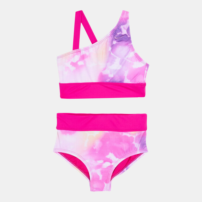 Nike Swim Kids' Asymmetrical Top And High Waisted Two Piece Bikini Set Purple image number 0