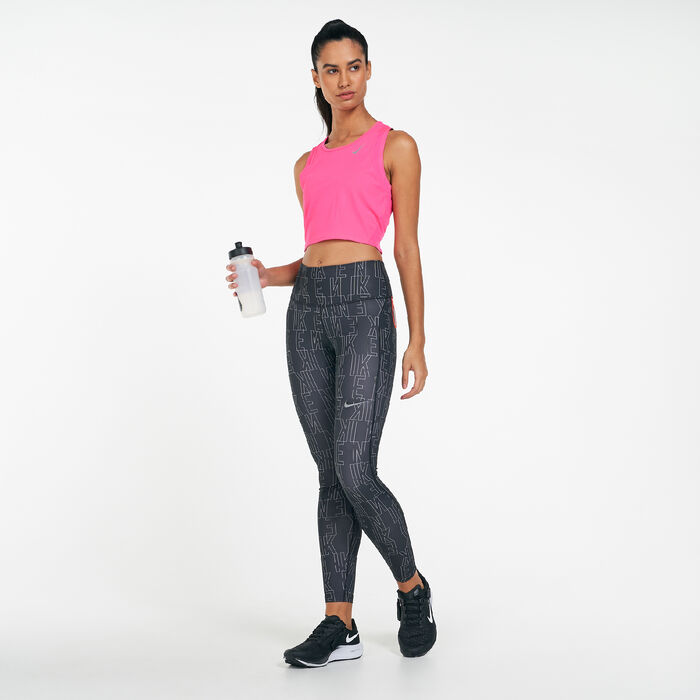 Nike Women's Dri-FIT Race Cropped Running Tank Top Pink Nike Women's Dri-FIT Race Cropped Running Tank Top Pink image number 2