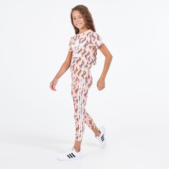 adidas Originals Kids' Allover Print Leggings Pink adidas Originals Kids' Allover Print Leggings Pink image number 2