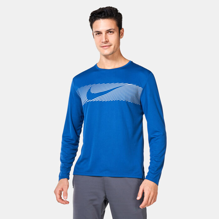 Nike Men's Miler Flash Dri-FIT UV Running Top Blue Nike Men's Miler Flash Dri-FIT UV Running Top Blue image number 0