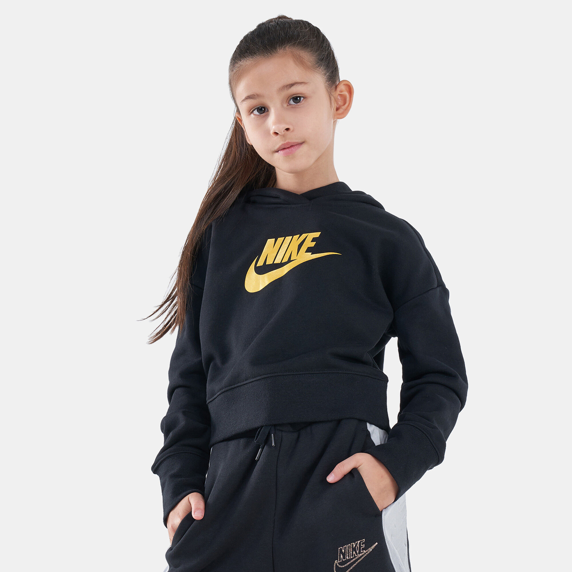 Kids Sportswear Club Crop Hoodie Black Nike in Qatar SSS