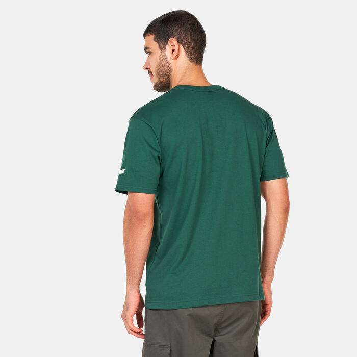 New Balance Men's NB Essentials Varsity Oversized T-Shirt Green New Balance Men's NB Essentials Varsity Oversized T-Shirt Green image number 1