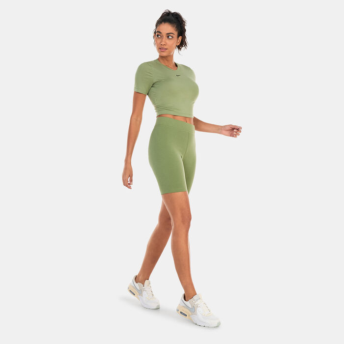 Nike Women's Sportswear Classic High-Waisted Biker Shorts Green Nike Women's Sportswear Classic High-Waisted Biker Shorts Green image number 2