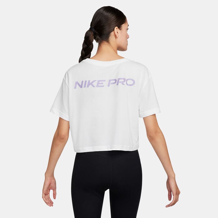 Nike Women's Pro Dri-FIT Cropped Tee White Nike Women's Pro Dri-FIT Cropped Tee White image number 1
