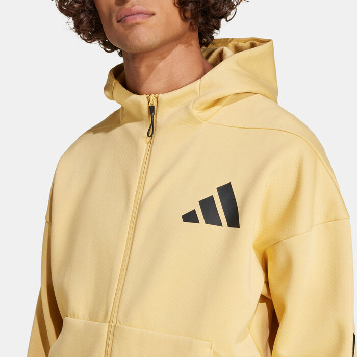 adidas Men's Z.N.E. Full-Zip Hoodie yellow adidas Men's Z.N.E. Full-Zip Hoodie yellow image number 4