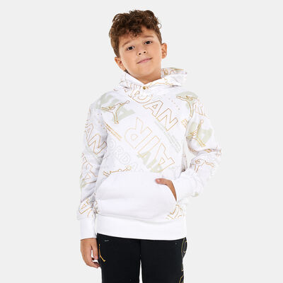 Jordan Kids' Holiday Shine Air Allover Print Pullover Hoodie White