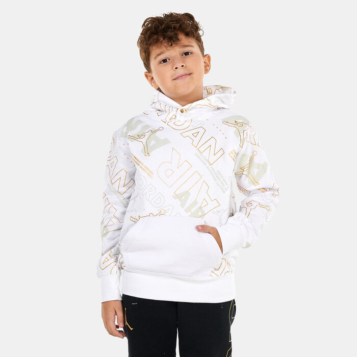 Jordan Kids' Holiday Shine Air Allover Print Pullover Hoodie White image number 0