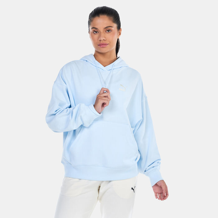 PUMA Women's CLASSICS Oversized Hoodie Blue PUMA Women's CLASSICS Oversized Hoodie Blue image number 0