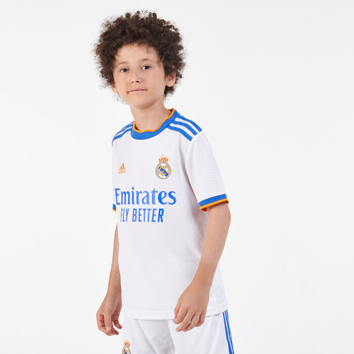 adidas Kids' Real Madrid Home Jersey - 2021/22 White adidas Kids' Real Madrid Home Jersey - 2021/22 White image number 0