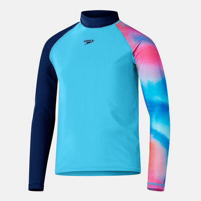 Speedo Kids' Printed Long Sleeve Swimming Rashguard Blue