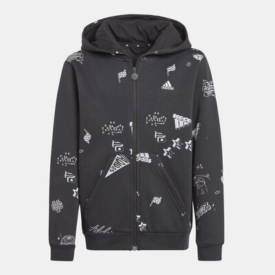 adidas Kids' Brand Love Allover Print Full-Zip Hoodie Black adidas Kids' Brand Love Allover Print Full-Zip Hoodie Black