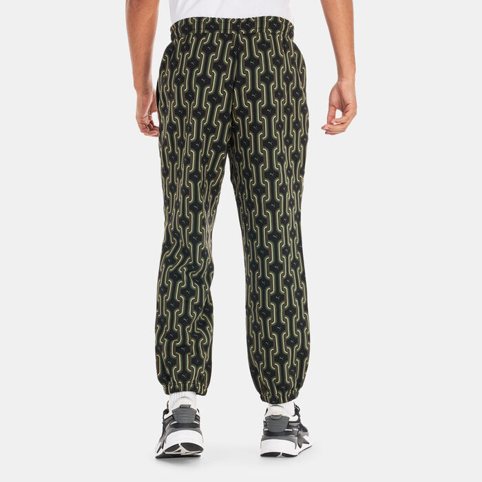 PUMA Men's Classics 70s Printed Fleece Joggers Black image number 1