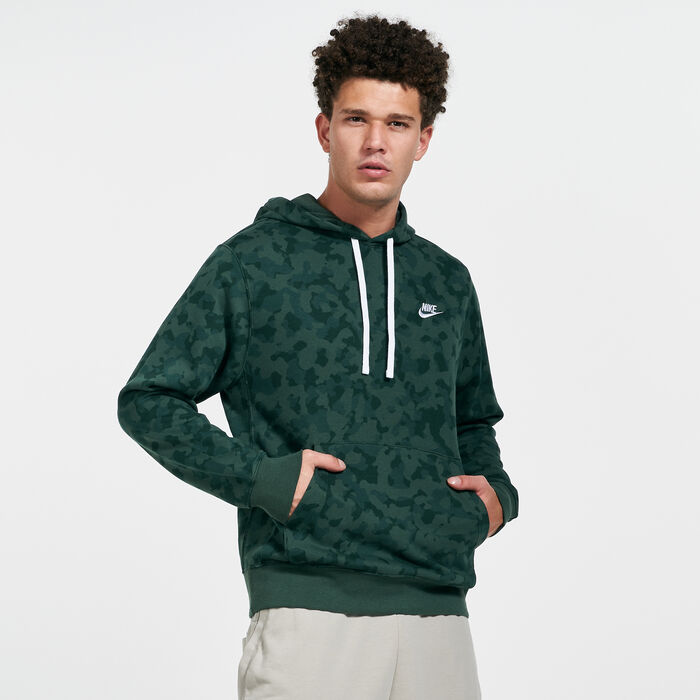 Nike Men's Sportswear Club Camo Hoodie Green image number 0