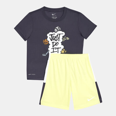 Nike Kids' Dri-FIT Blocked T-Shirt And Shorts Set (Baby And Toddler) yellow