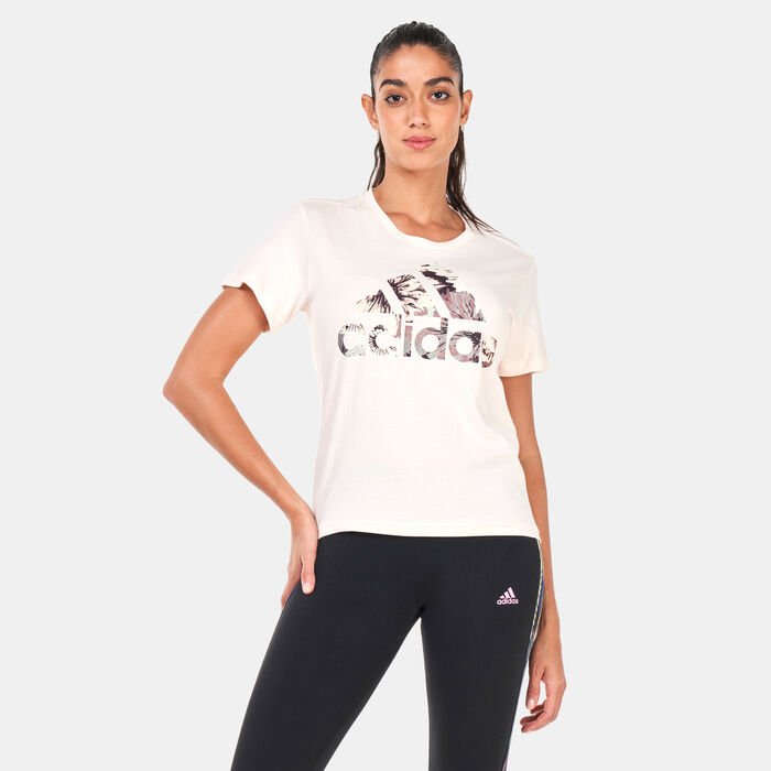 adidas Women's AOP Reg T-Shirt Beige adidas Women's AOP Reg T-Shirt Beige image number 0