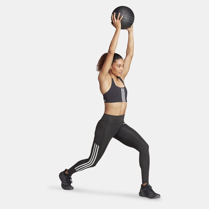 adidas Women's Optime 3-Stripes Training Leggings Black image number 2