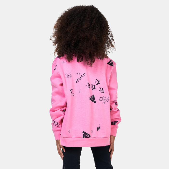 adidas Kids' Brand Love Allover Print Sweatshirt Pink adidas Kids' Brand Love Allover Print Sweatshirt Pink image number 3
