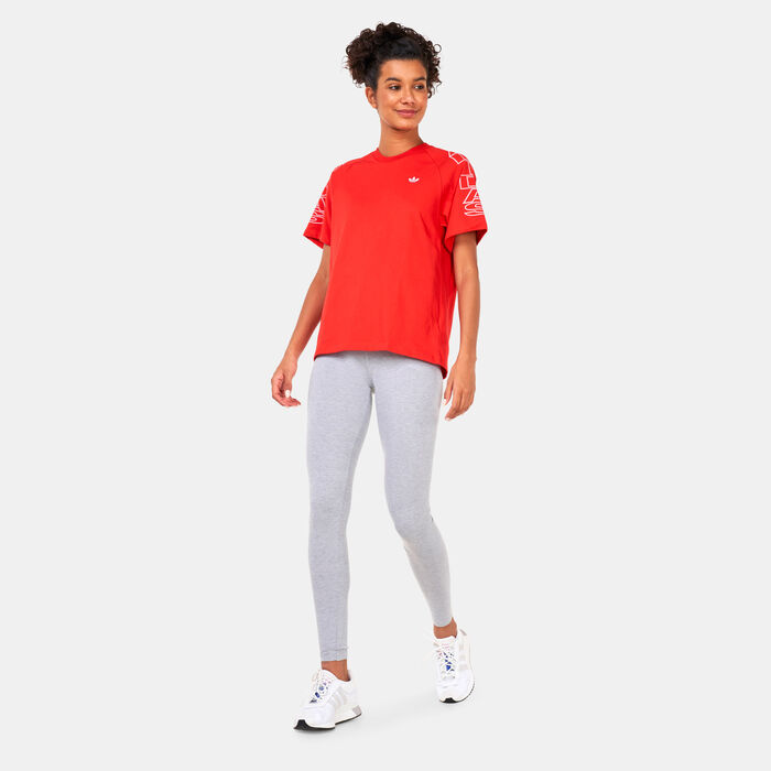 adidas Originals Women's Loose Letter T-Shirt Red image number 5