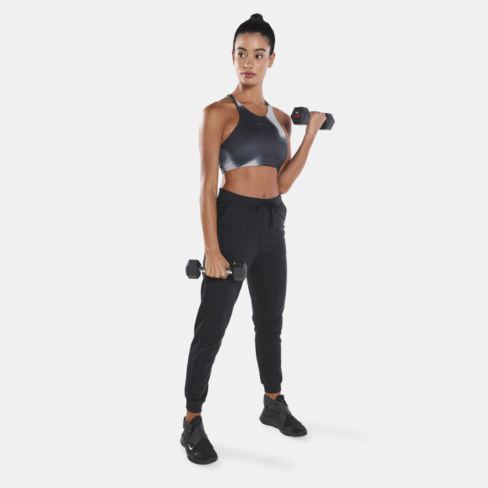 Nike Women's Yoga Dri-FIT Swoosh Allover Print Sports Bra White Nike Women's Yoga Dri-FIT Swoosh Allover Print Sports Bra White image number 2