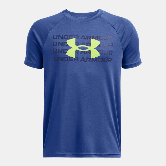 Under Armour Kids' UA Tech Wordmark Logo Training T-Shirt Blue Under Armour Kids' UA Tech Wordmark Logo Training T-Shirt Blue image number 0