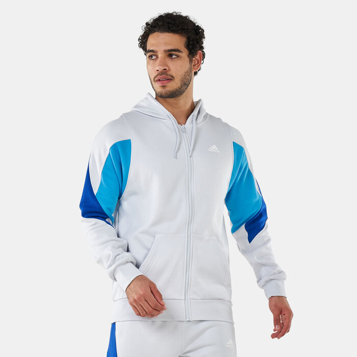 adidas Men's Studio Lounge Graphic Full-Zip Hoodie White image number 0