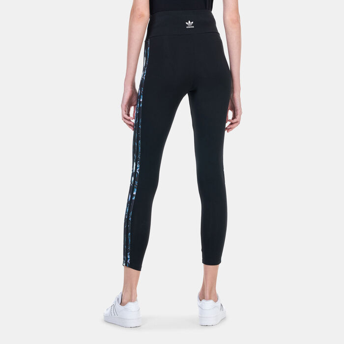 adidas Originals Women's 3-Stripes Flower Leggings Black adidas Originals Women's 3-Stripes Flower Leggings Black image number 1
