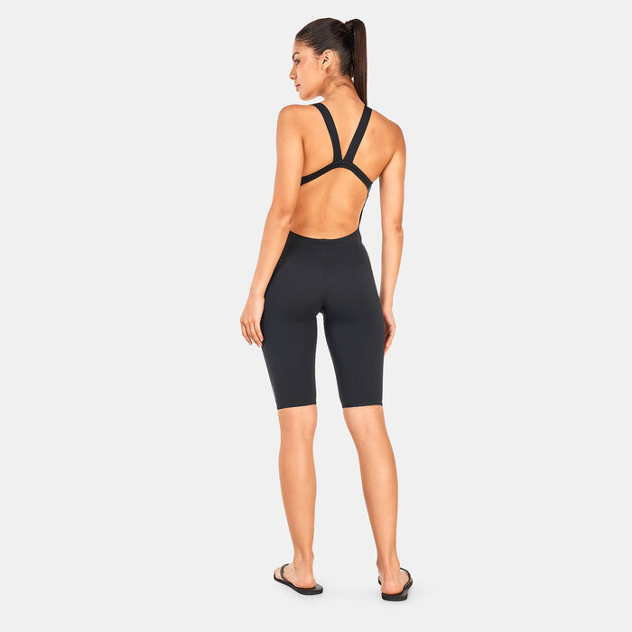 Speedo Women's Leaderback Swimming Kneesuit Black Speedo Women's Leaderback Swimming Kneesuit Black image number 1