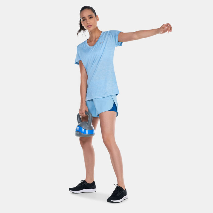 Under Armour Women's Tech™ Twist V-Neck Training T-Shirt Blue Under Armour Women's Tech™ Twist V-Neck Training T-Shirt Blue image number 2