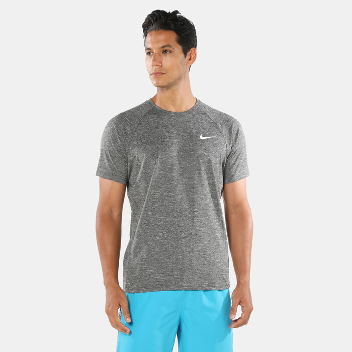 Nike Swim Men's Heathered Hydroguard Swimming Shirt Grey Nike Swim Men's Heathered Hydroguard Swimming Shirt Grey image number 0