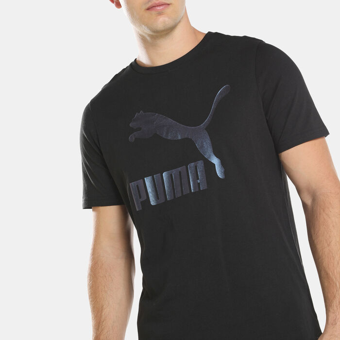 PUMA Men's Classics Metallic Logo Tee Black image number 3