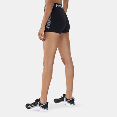 Nike Women's Pro Dri-FIT Graphic 3-Inch Shorts White