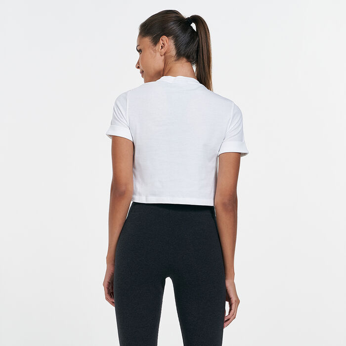 adidas Originals Women's Cropped Roll-Up Sleeve T-Shirt White adidas Originals Women's Cropped Roll-Up Sleeve T-Shirt White image number 1