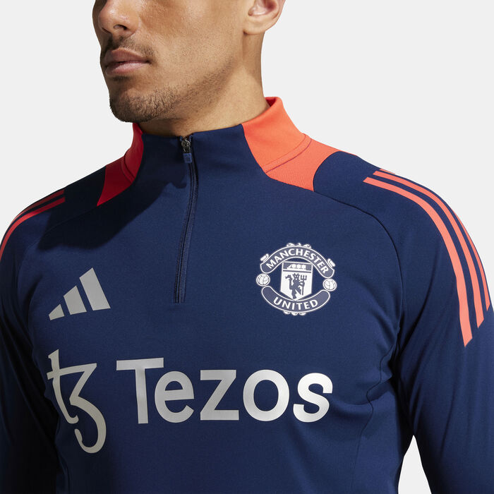adidas Men's Manchester United Tiro 24 Training 1/4-Zip Football Top Blue image number 4