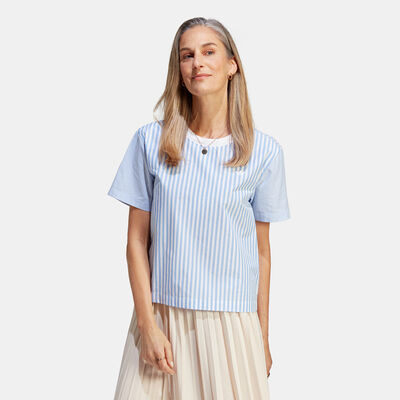 adidas Originals Women's Premium Essentials Poplin T-Shirt Blue adidas Originals Women's Premium Essentials Poplin T-Shirt Blue