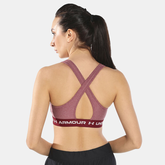 Under Armour Women's Crossback Mid Heather Sports Bra Red Under Armour Women's Crossback Mid Heather Sports Bra Red image number 1