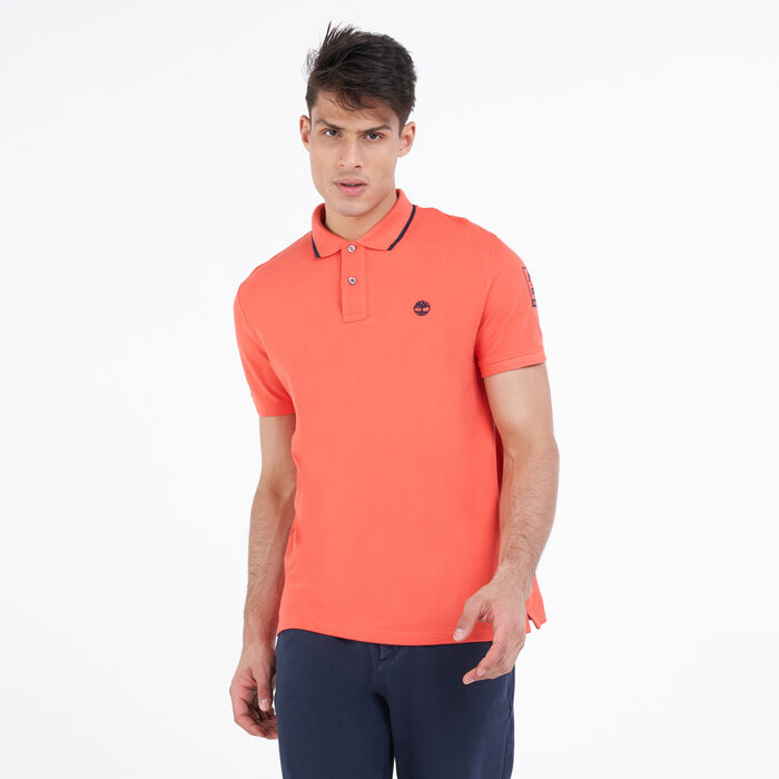 Timberland Men's MTR Sleeve Print Polo T-Shirt Red image number 0