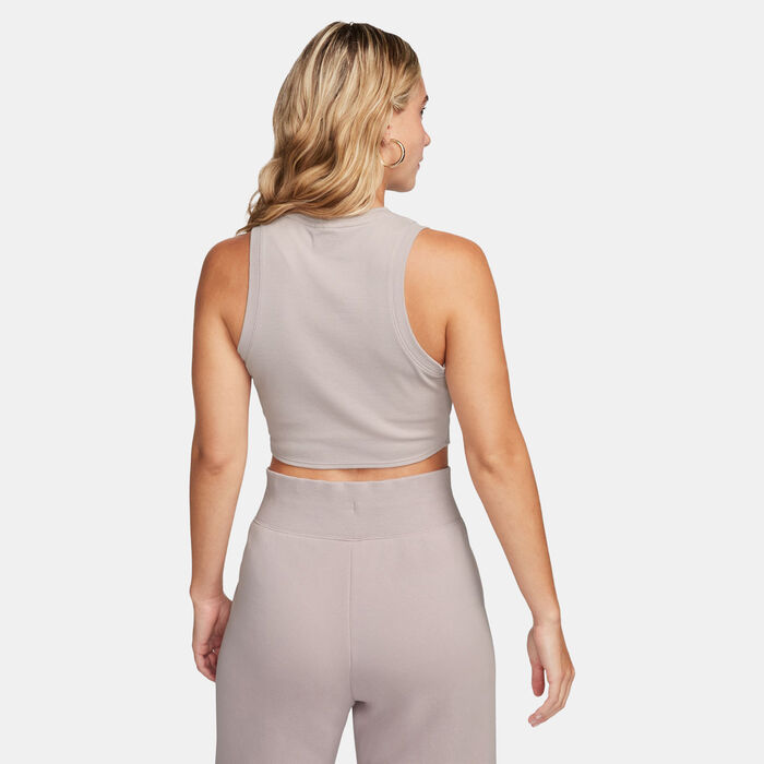 Nike Women's Sportswear Chill Tight Cropped Mini-Rib Tank Top Beige Nike Women's Sportswear Chill Tight Cropped Mini-Rib Tank Top Beige image number 1