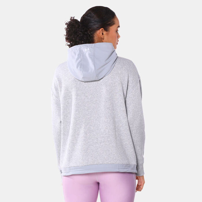 Under Armour Women’s Project Rock Fleece Hoodie Grey Under Armour Women’s Project Rock Fleece Hoodie Grey image number 1
