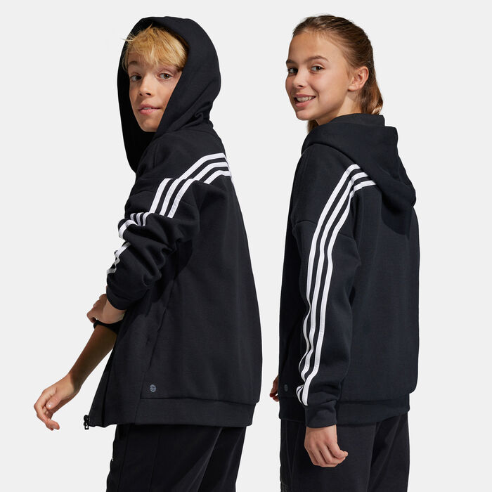 adidas Kids' Future Icons 3-Stripes Full-Zip Hoodie (Older Kids) Black adidas Kids' Future Icons 3-Stripes Full-Zip Hoodie (Older Kids) Black image number 1