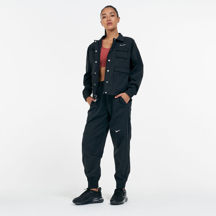 Nike Women's Sportswear Swoosh Woven Pants Black Nike Women's Sportswear Swoosh Woven Pants Black image number 2