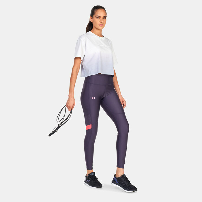 Under Armour Women's Armour Mesh Panel Leggings Purple Under Armour Women's Armour Mesh Panel Leggings Purple image number 2