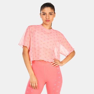 Nike Women's Sportswear Air Allover Mesh Crop Top Pink