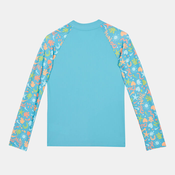 Nike Swim Kids' Long Sleeve Zip Hydroguard Green Nike Swim Kids' Long Sleeve Zip Hydroguard Green image number 1