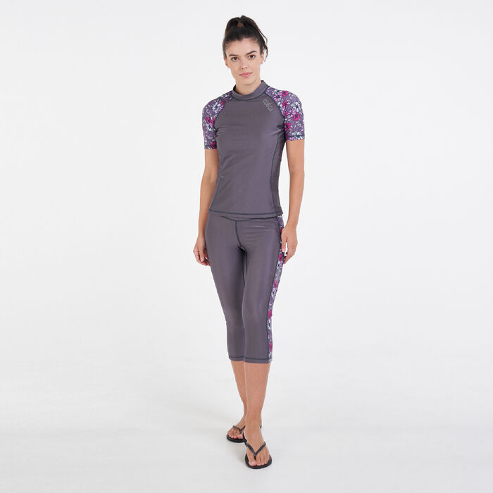 COEGA Women's Rashguard Magnete Sketched Floral Top Grey COEGA Women's Rashguard Magnete Sketched Floral Top Grey image number 2